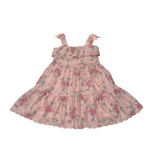 Janie and Jack Sleeveless Floral Eyelet Tiered Dress, Crystal Rose, 4
